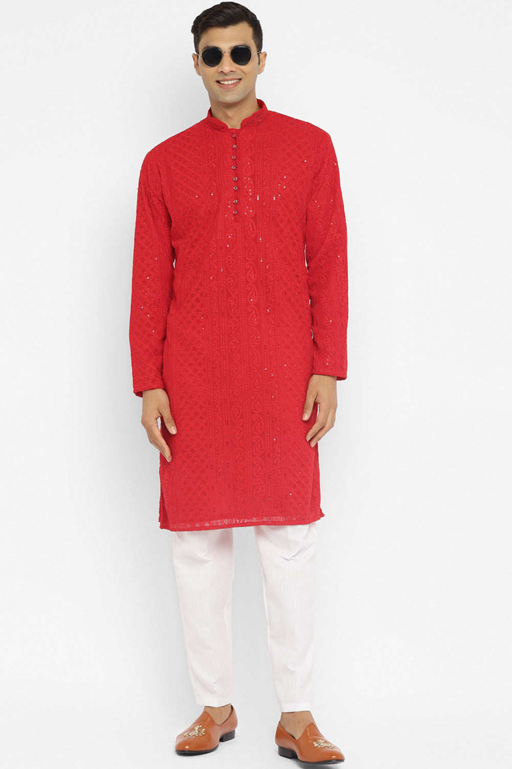 Sequin Chikankari Embroidery Kurta Set