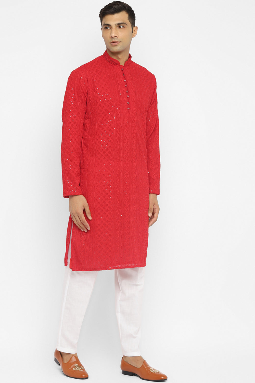 Sequin Chikankari Embroidery Kurta Set