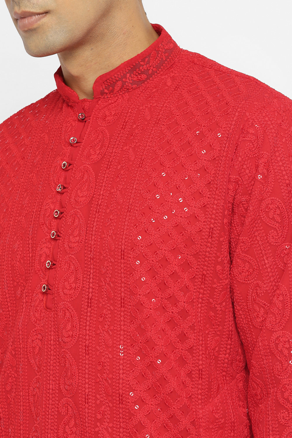 Sequin Chikankari Embroidery Kurta Set