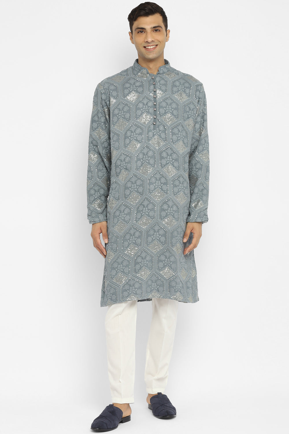 Motif Chikankari Embroidery Kurta Set