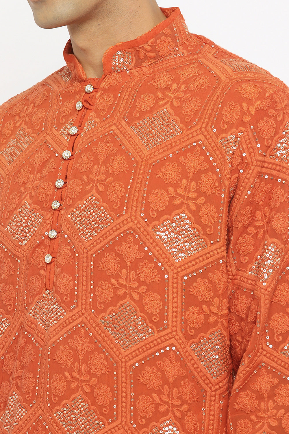 Motif Chikankari Embroidery Kurta Set