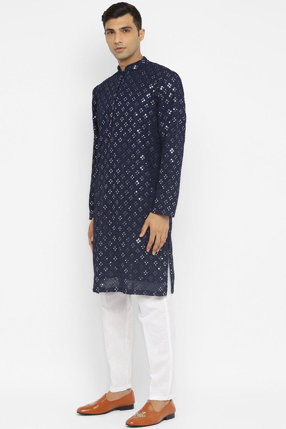 Classic Mirror Embroidery Kurta Set