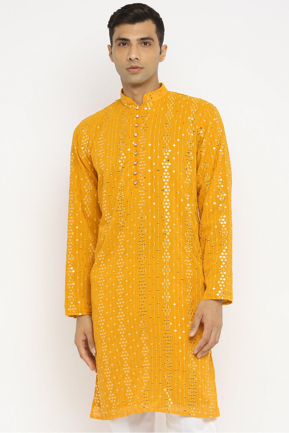 Embridered Kurta Set With Gold Sequin Embroidery