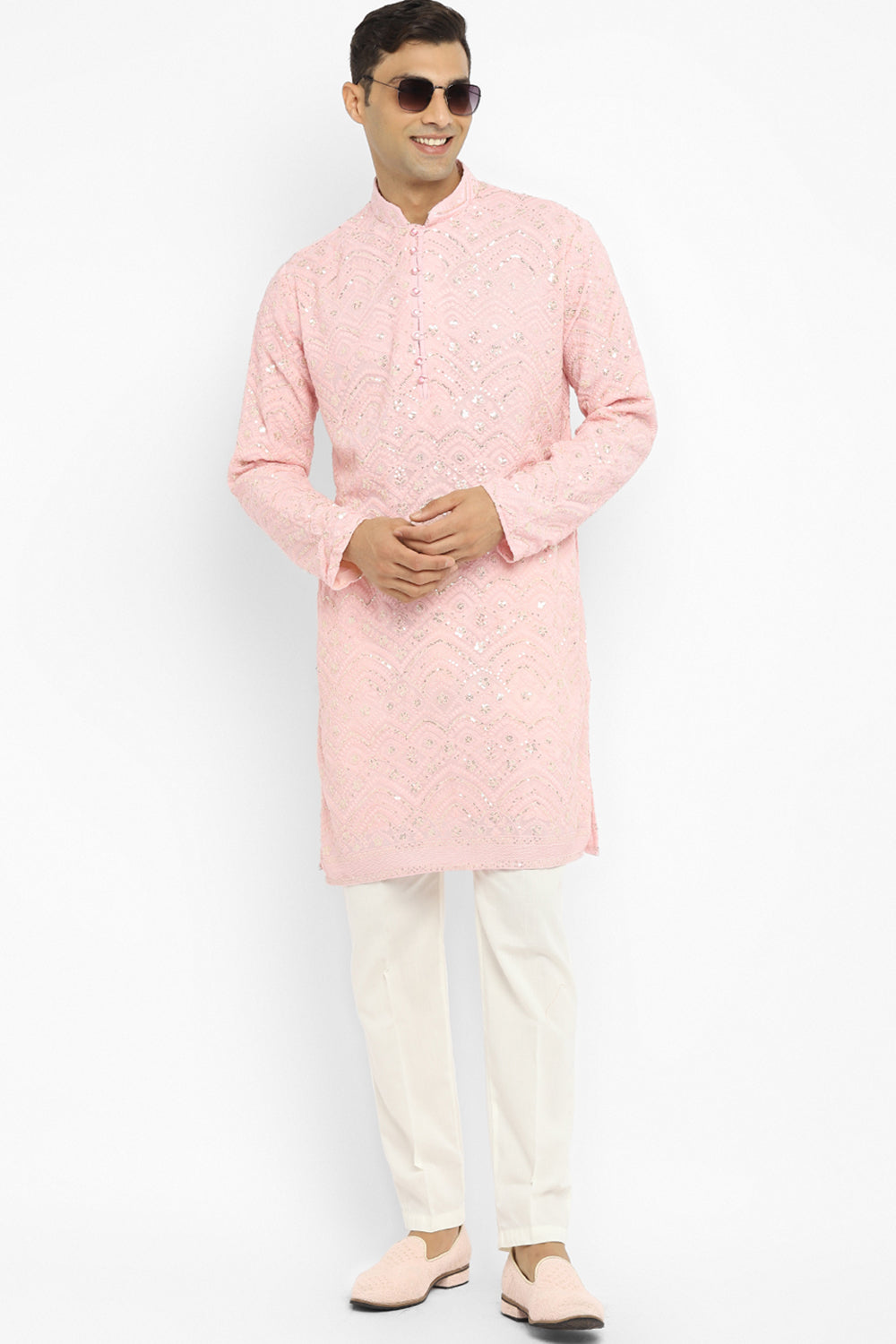 Sequin Chikankari Embroidery Kurta Set