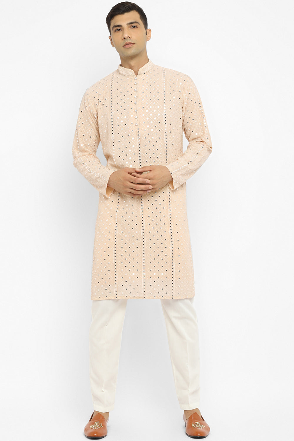 Panel Mirror Embroidery Kurta Set