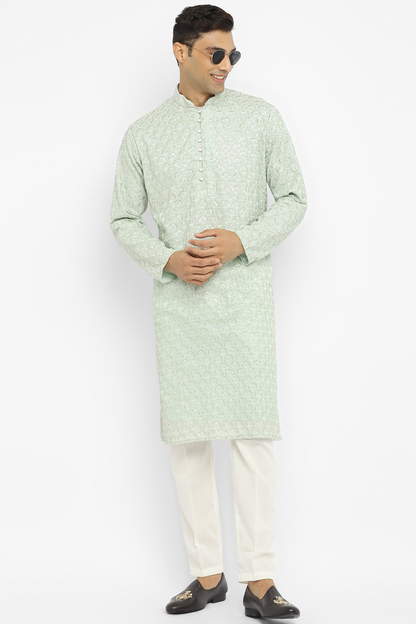 Geomettric Sequin Embroidery Kurta Set