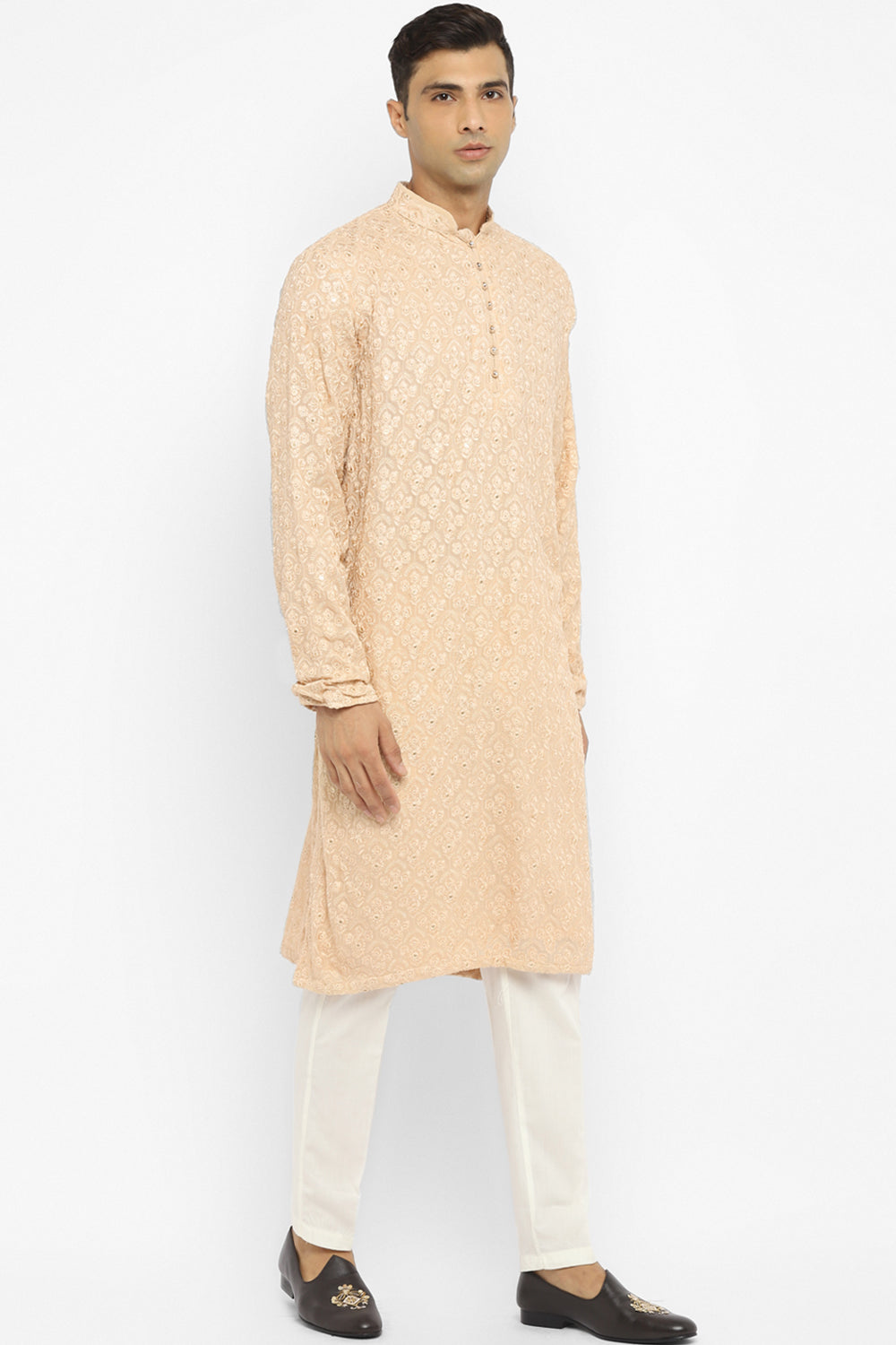 Chikankari Kurta Set With Motif Mirror Embroidery