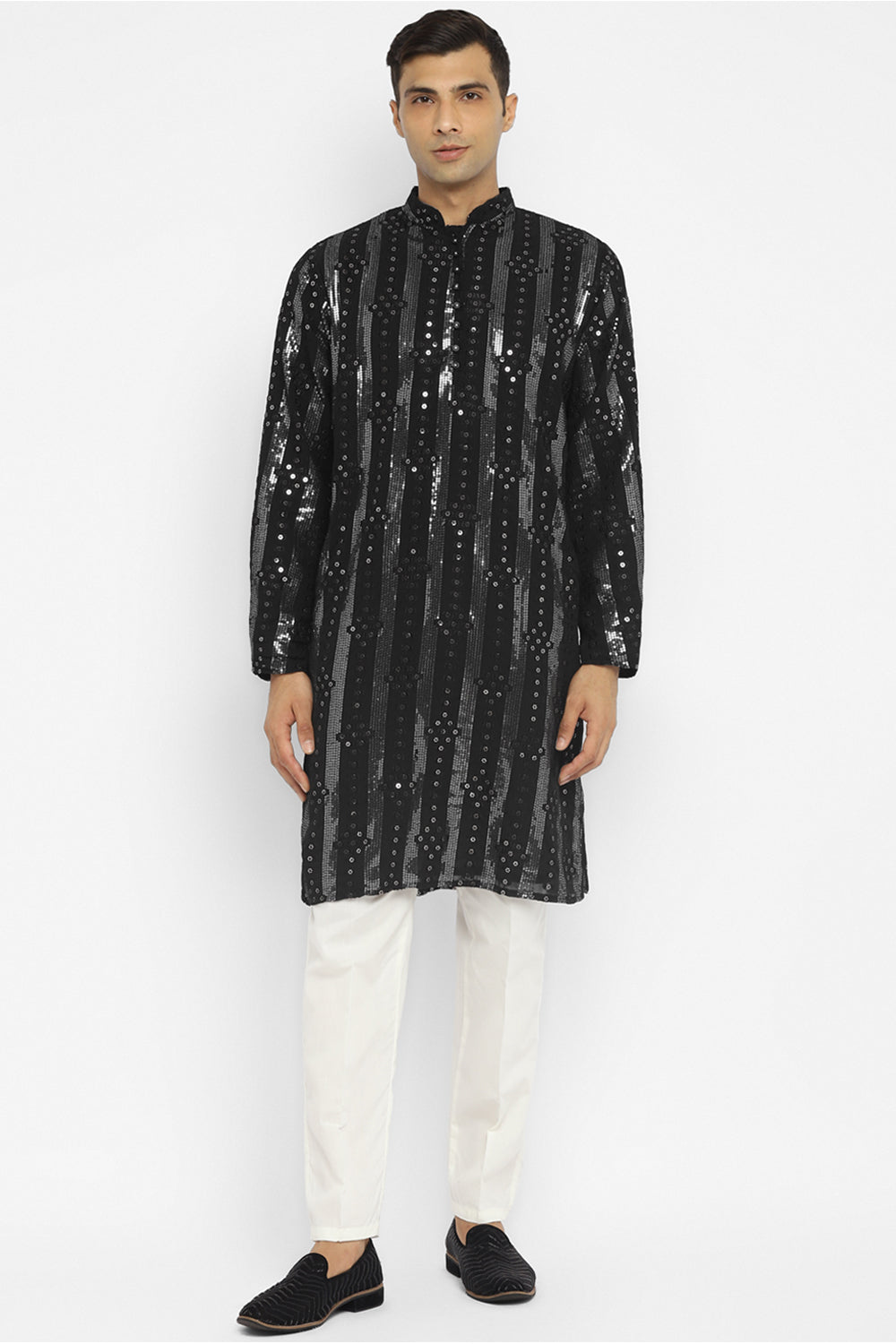 Panel Designed Sequin Embroidery Kurta Set