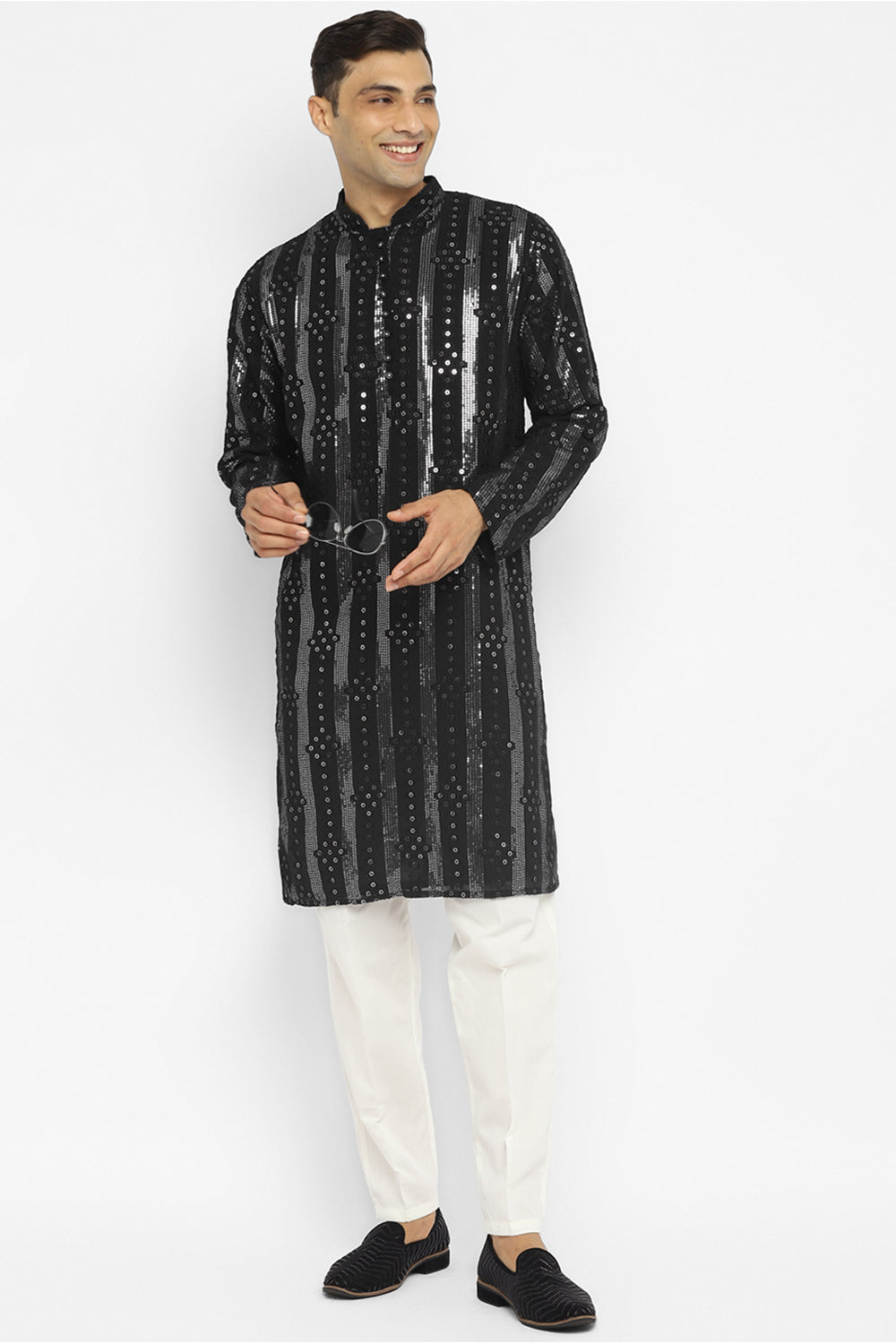 Panel Designed Sequin Embroidery Kurta Set