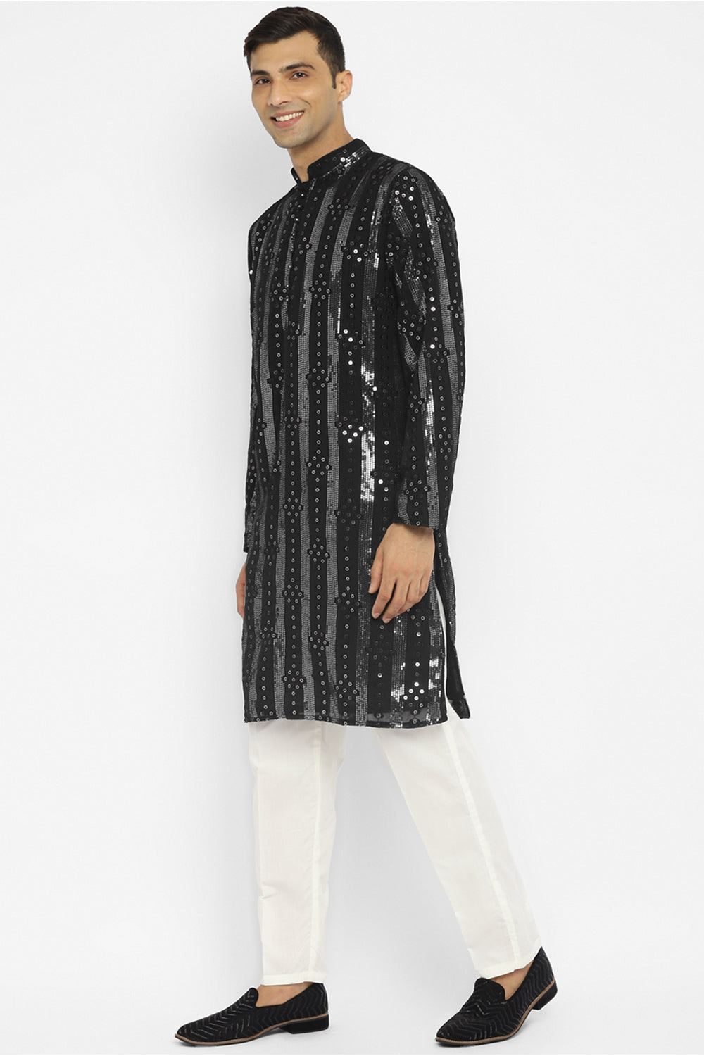 Panel Designed Sequin Embroidery Kurta Set