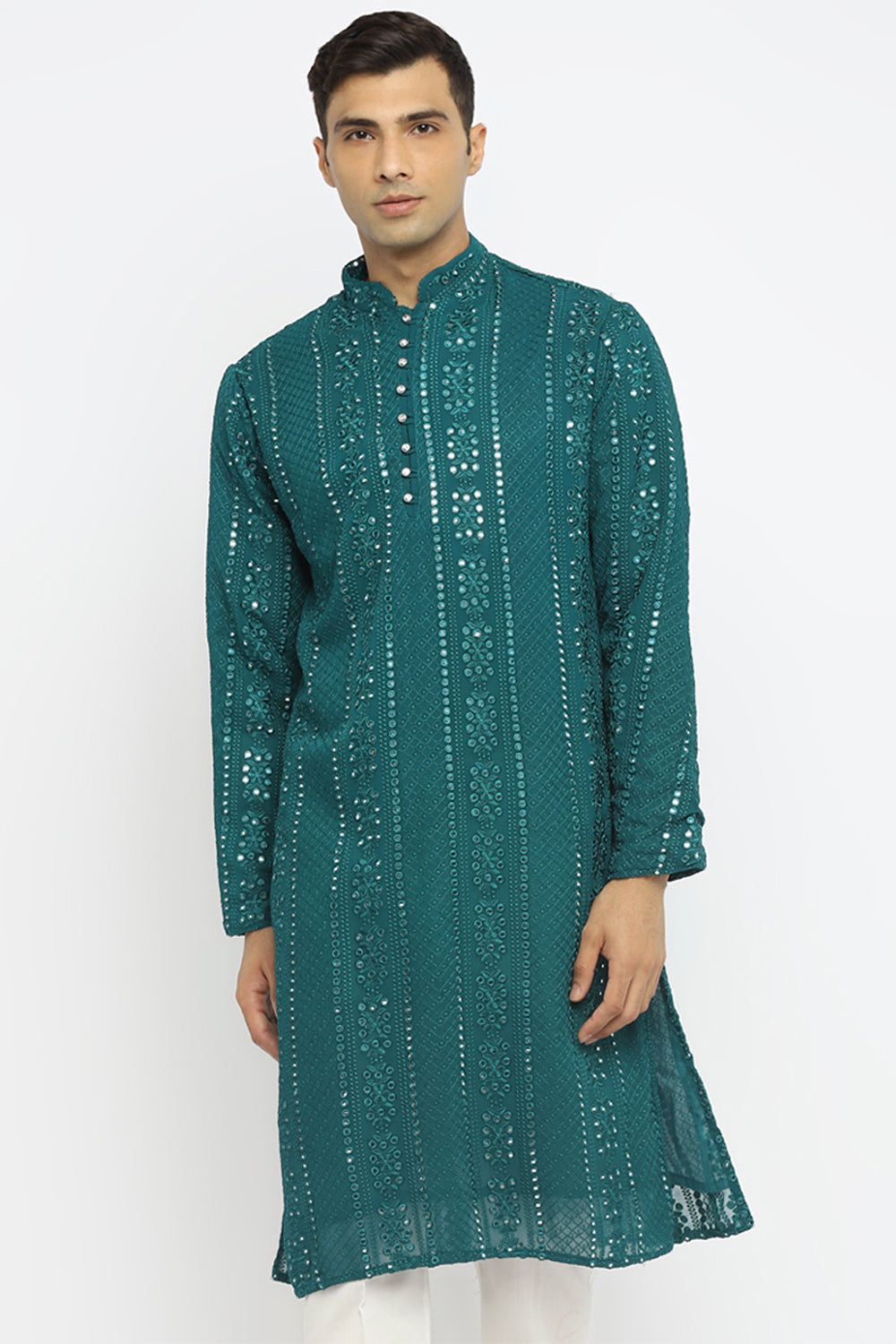 Panel Designed Mirror Embroidery Kurta Set