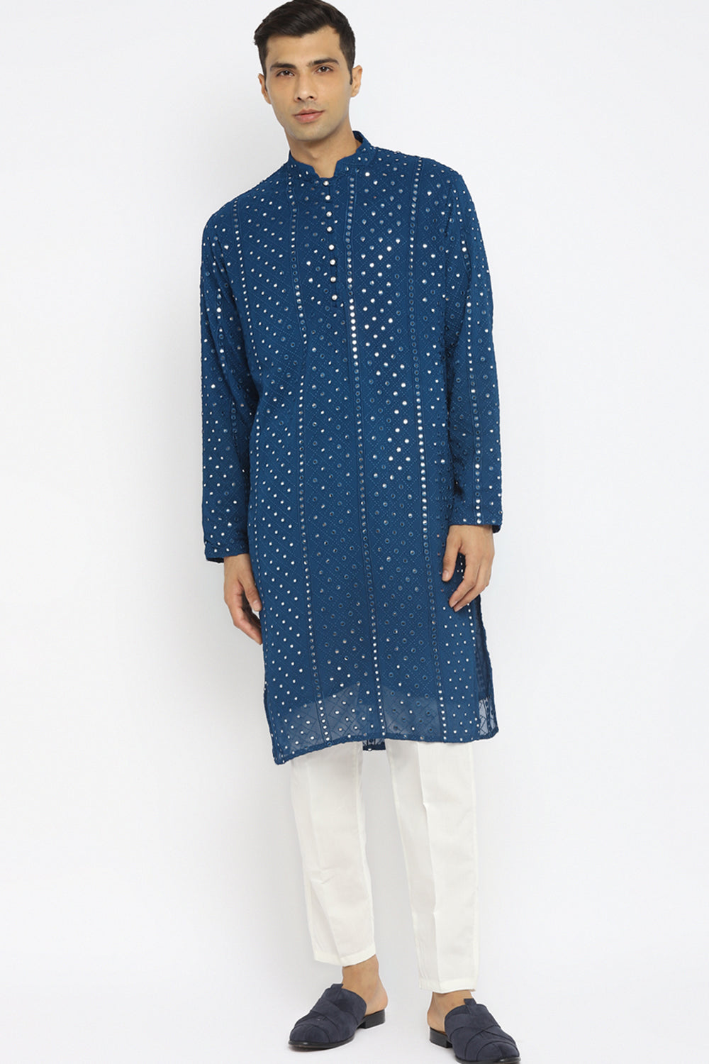 Panel Mirror Embroidery Kurta Set