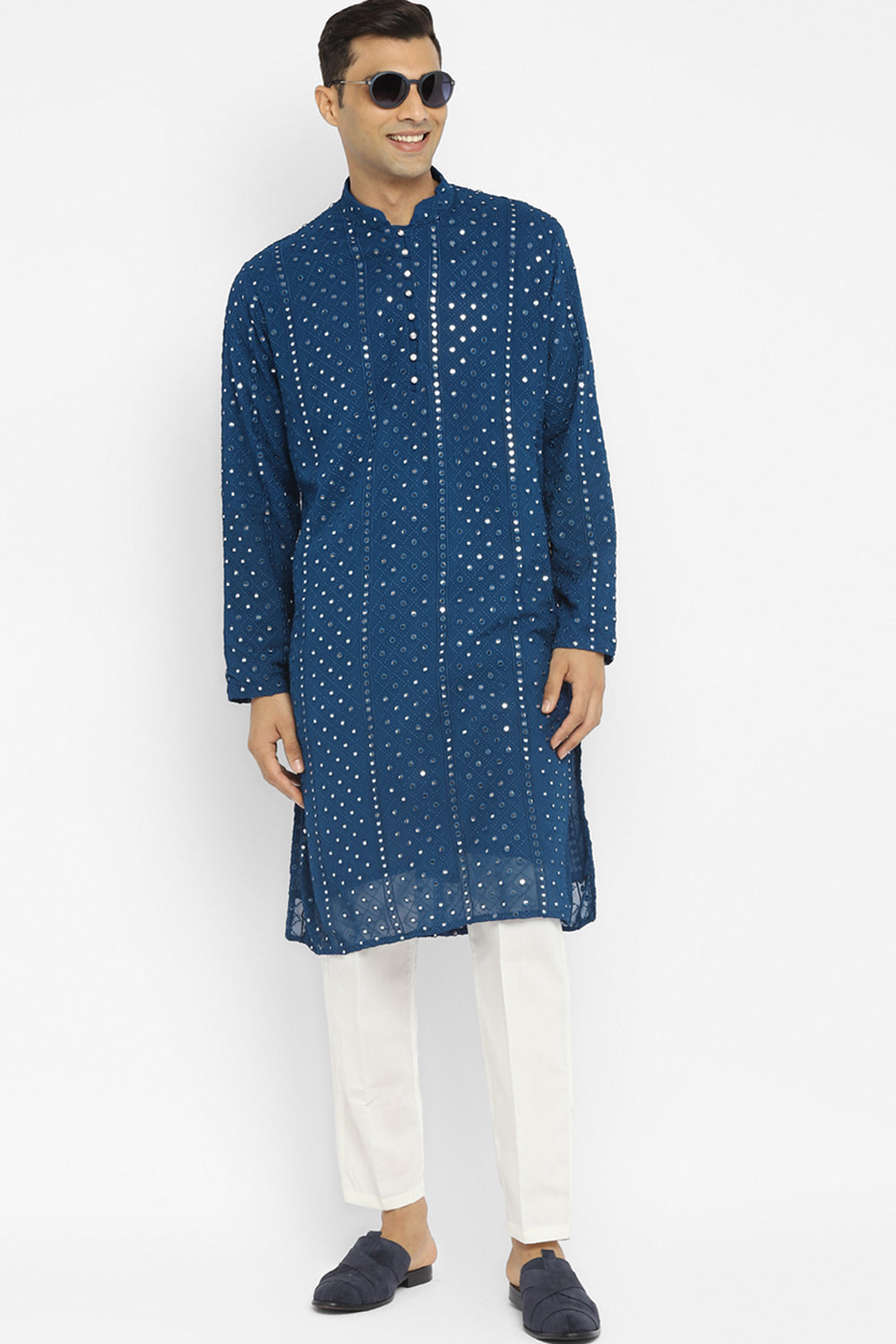 Panel Mirror Embroidery Kurta Set