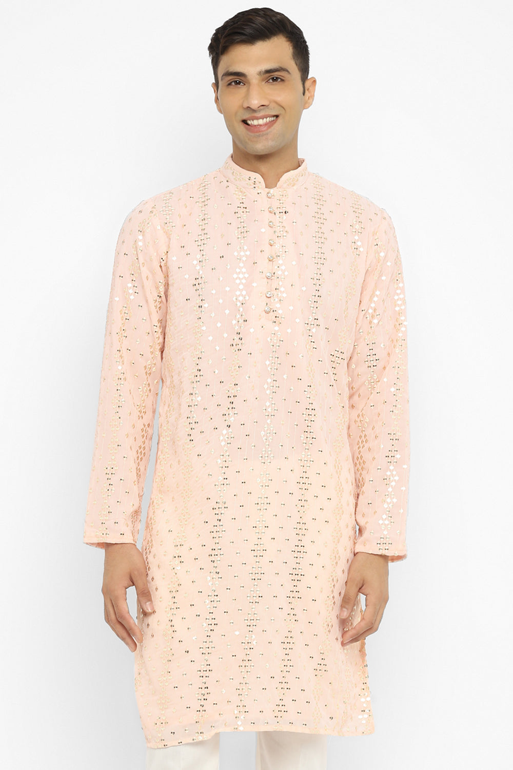 Embridered Kurta Set With Gold Sequin Embroidery