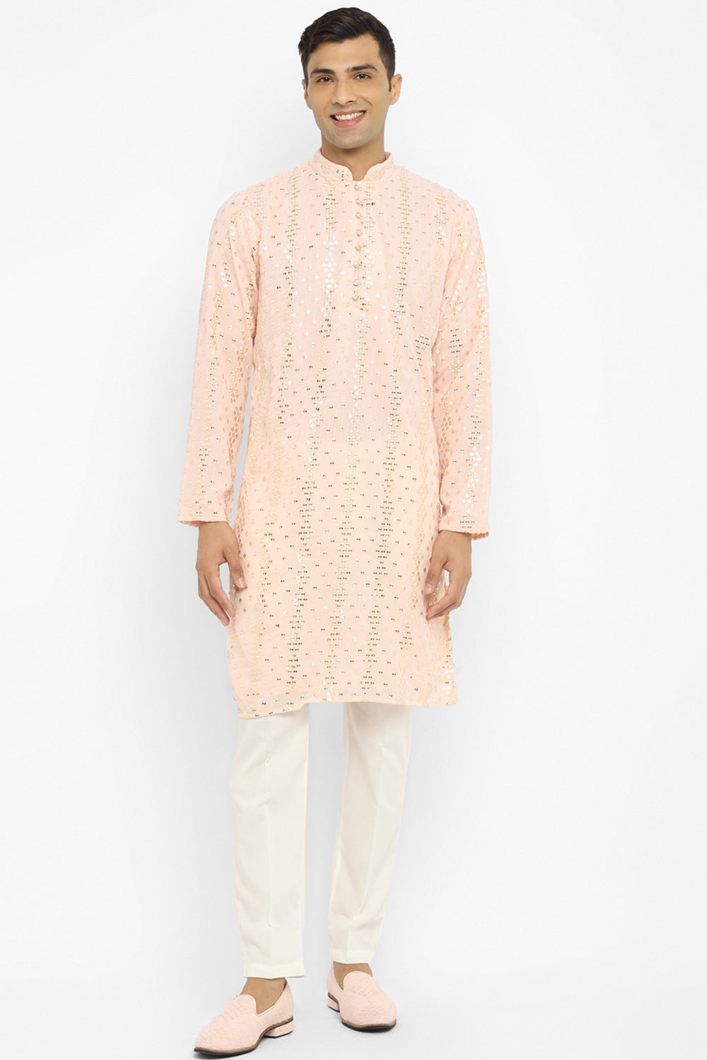 Embridered Kurta Set With Gold Sequin Embroidery