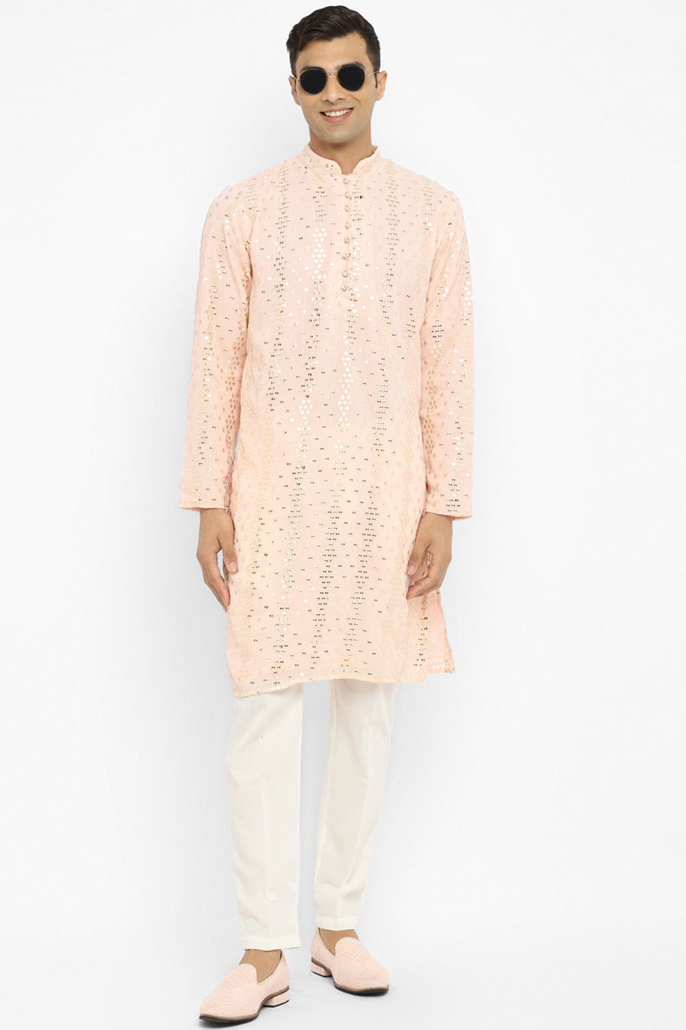 Embridered Kurta Set With Gold Sequin Embroidery