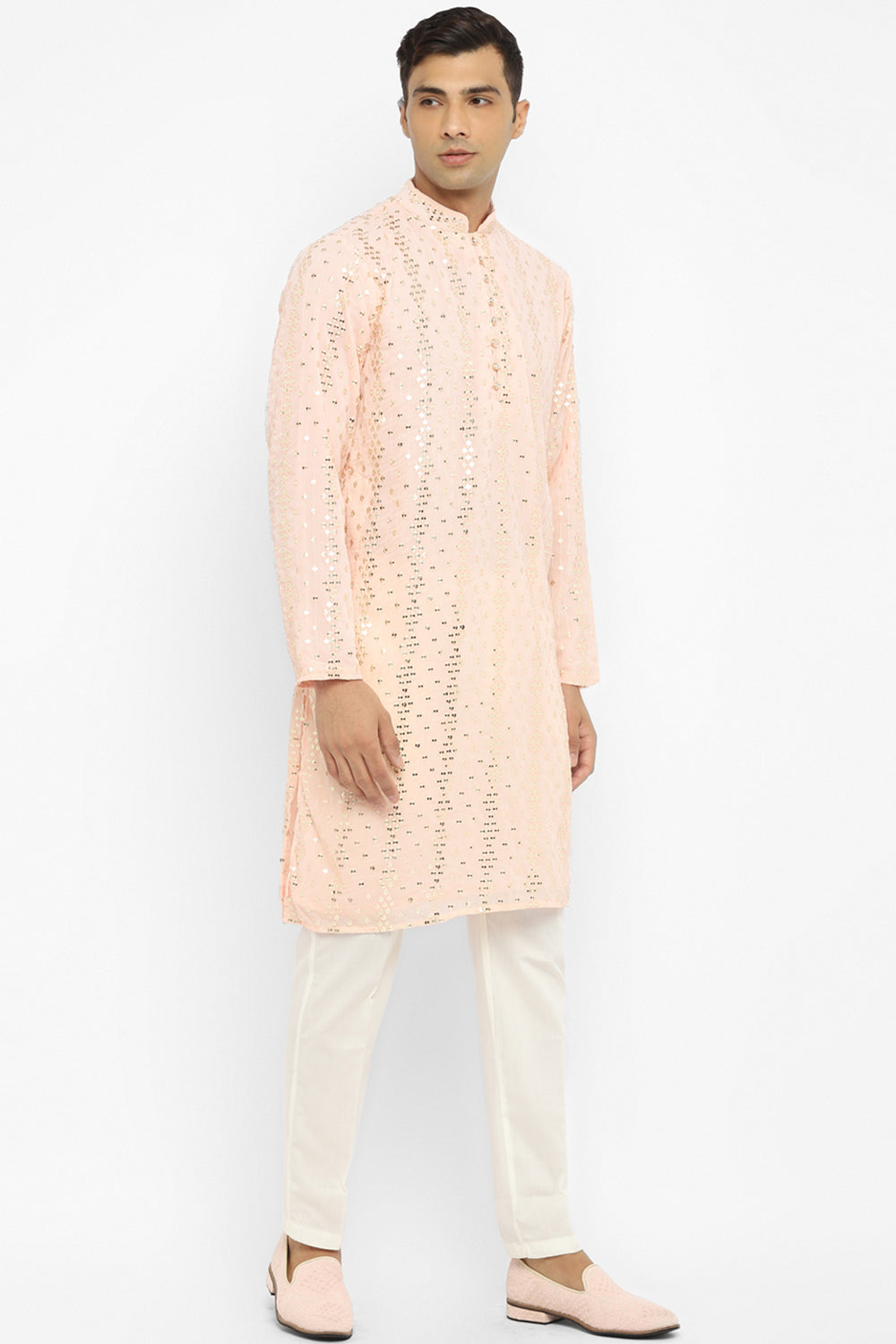 Embridered Kurta Set With Gold Sequin Embroidery