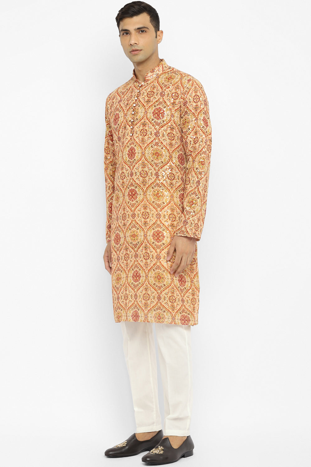 Formal Printed Kurta With Sequin Embroidery