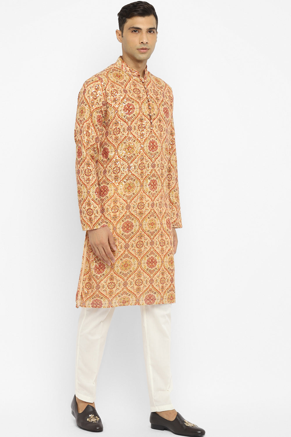 Formal Printed Kurta With Sequin Embroidery