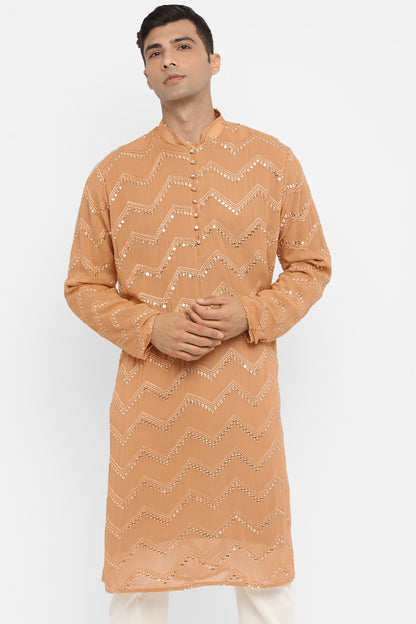 Chevron Sequin Embroidery Kurta Set