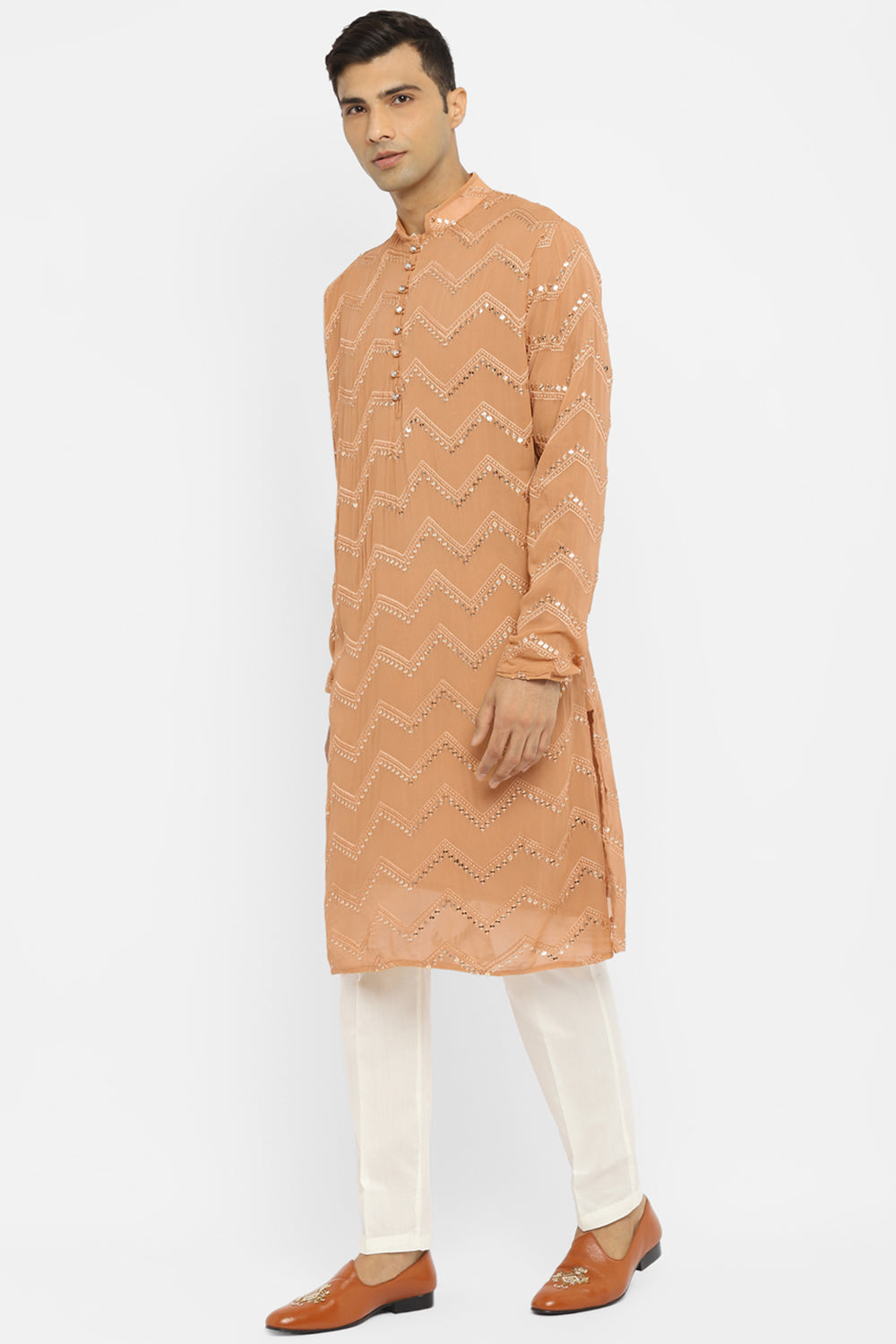 Chevron Sequin Embroidery Kurta Set