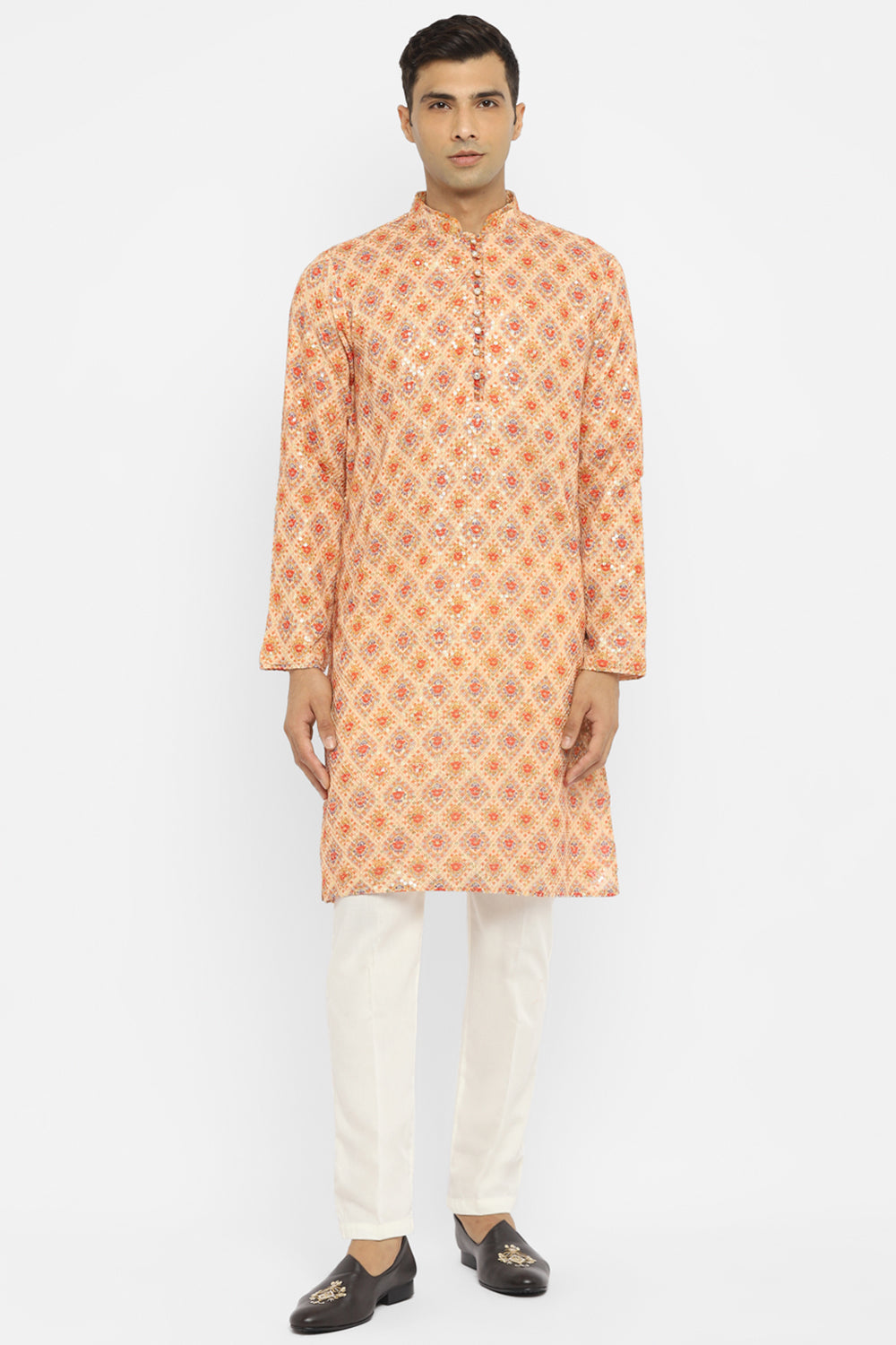 Formal Printed Kurta With Sequin Embroidery