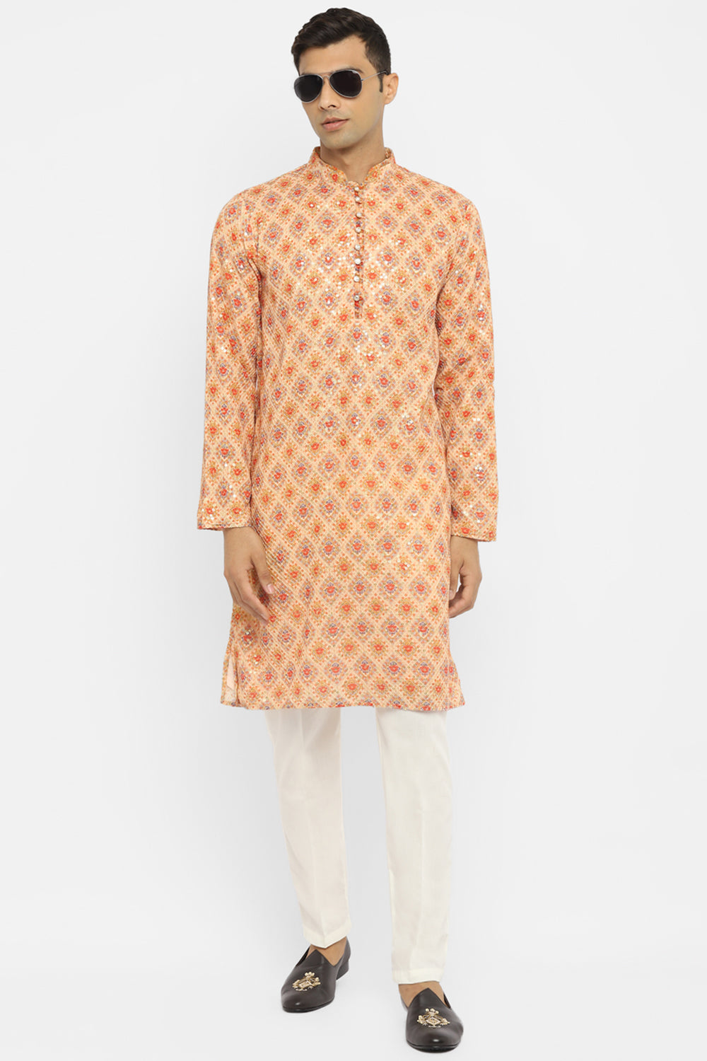 Formal Printed Kurta With Sequin Embroidery