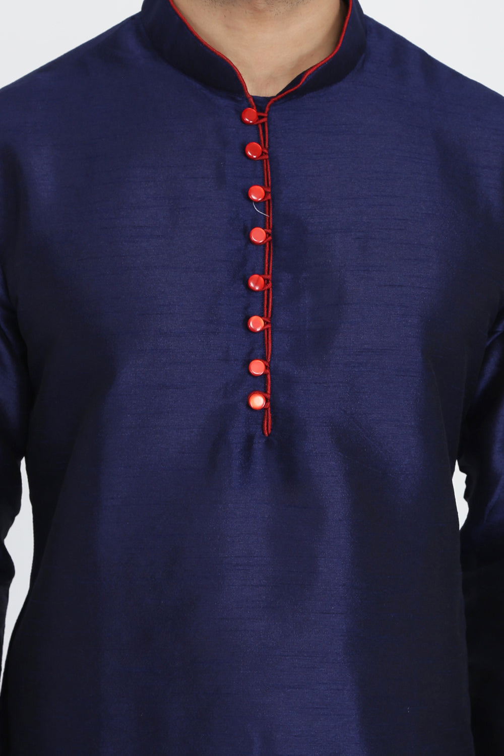 Mens Raw Silk Kurta With Loop Buttons