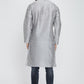 Mens Raw Silk Kurta With Loop Buttons