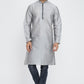 Mens Raw Silk Kurta With Loop Buttons