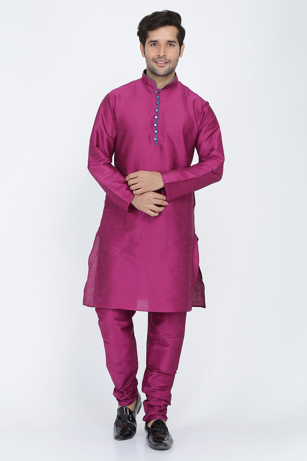 Mens Raw Silk Kurta Pyjama Set