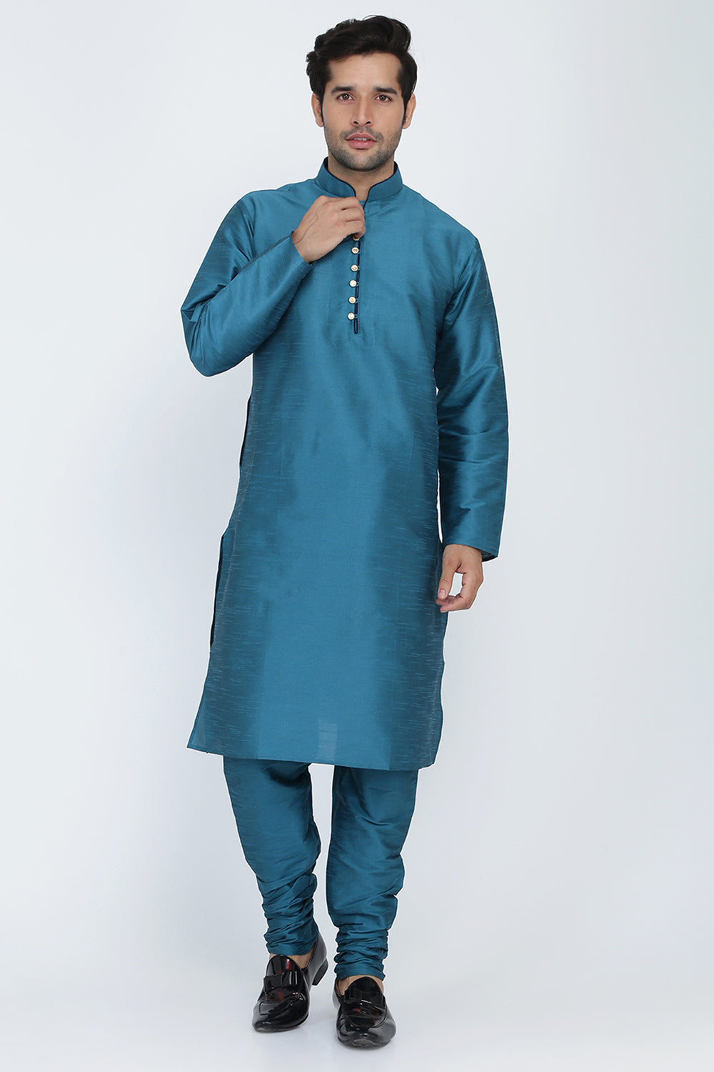 Mens Raw Silk Kurta Pyjama Set