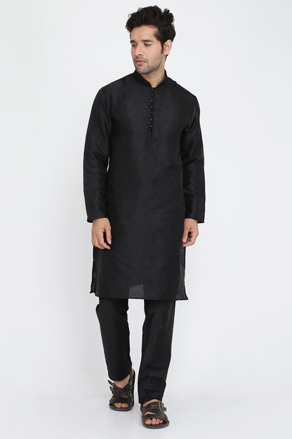 Mens Jacquard Silk Kurta Pyjama Set