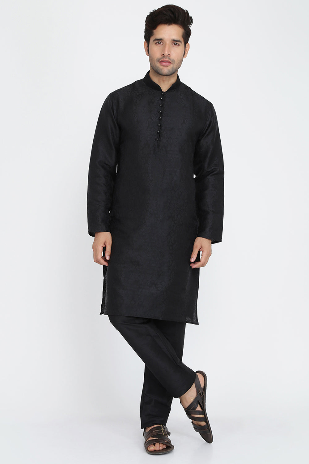 Mens Jacquard Silk Kurta Pyjama Set