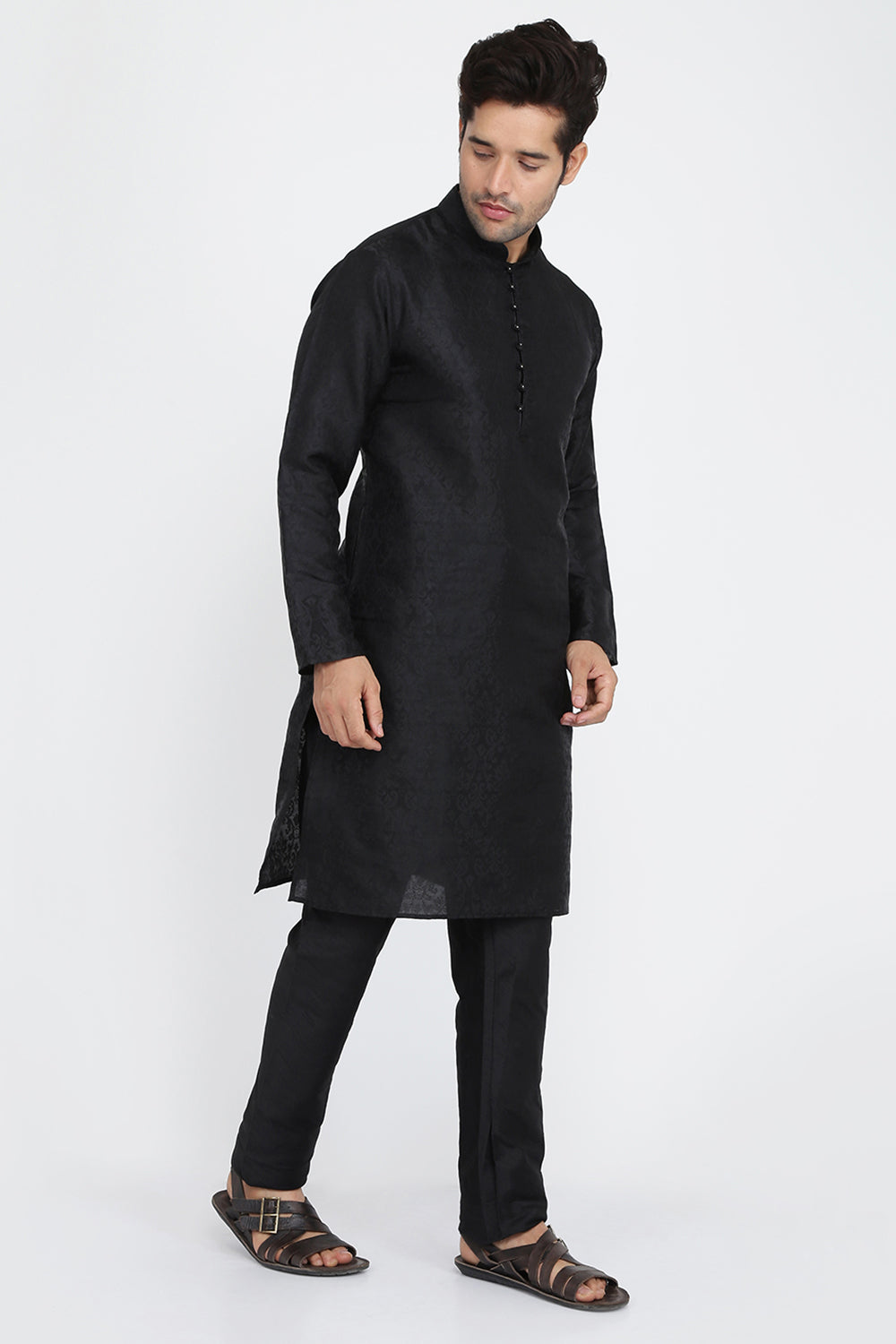 Mens Jacquard Silk Kurta Pyjama Set