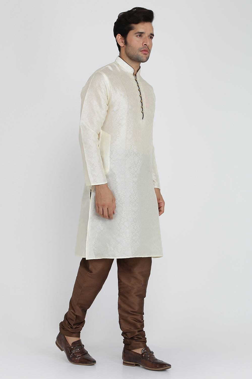 Mens Jacquard Silk Kurta Pyjama Set