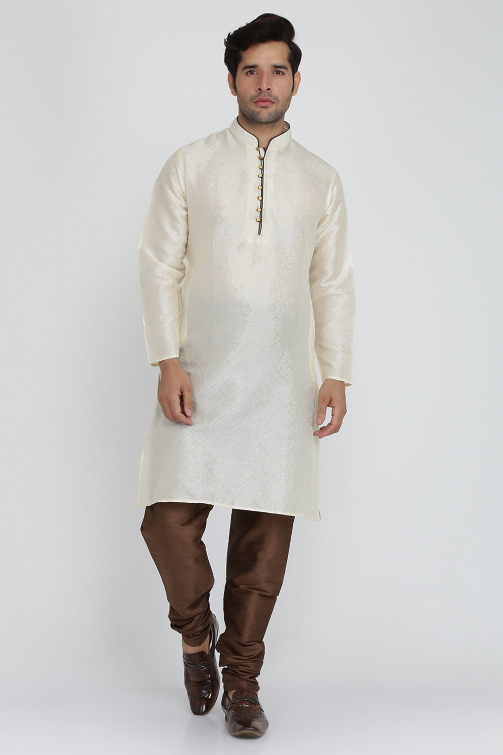 Mens Jacquard Silk Kurta Pyjama Set