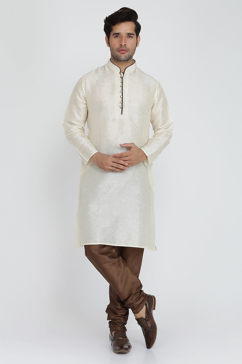 Mens Jacquard Silk Kurta Pyjama Set