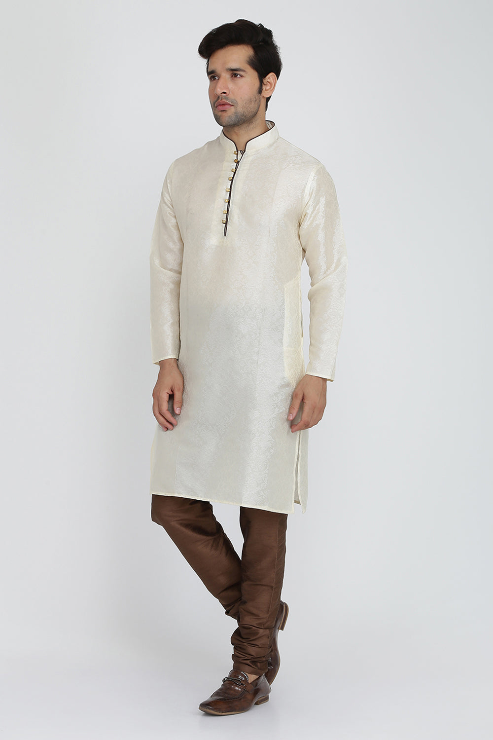 Mens Jacquard Silk Kurta Pyjama Set