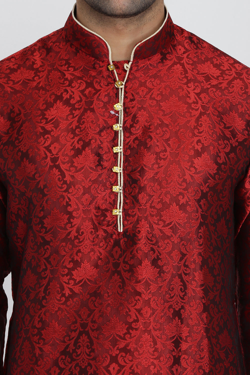 Mens Jacquard Silk Kurta Pyjama Set