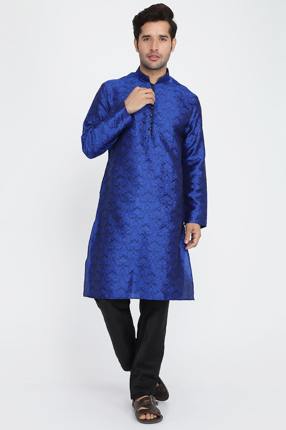 Mens Jacquard Silk Kurta Pyjama Set