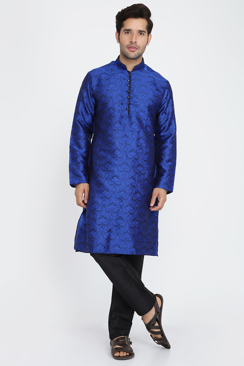 Mens Jacquard Silk Kurta Pyjama Set