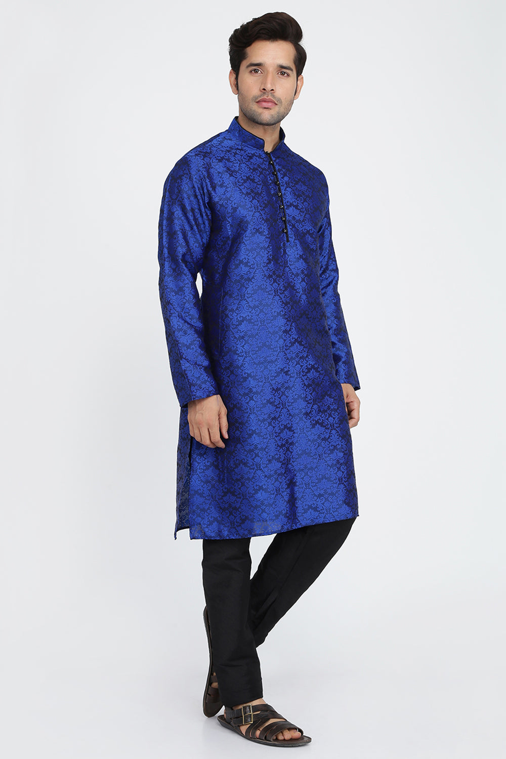 Mens Jacquard Silk Kurta Pyjama Set