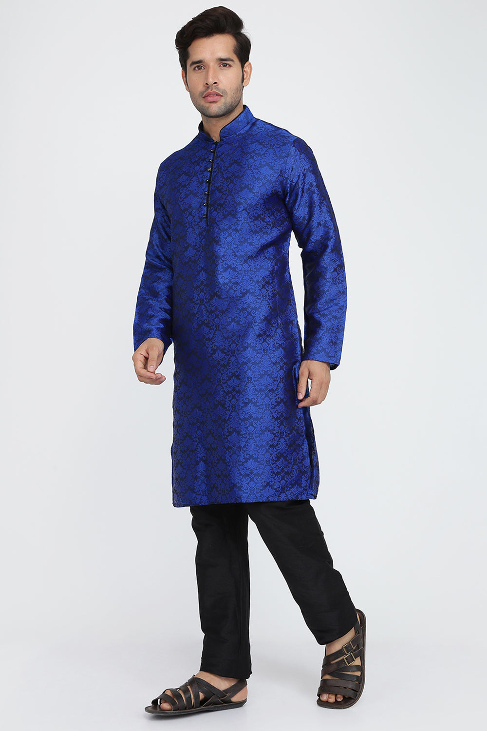 Mens Jacquard Silk Kurta Pyjama Set