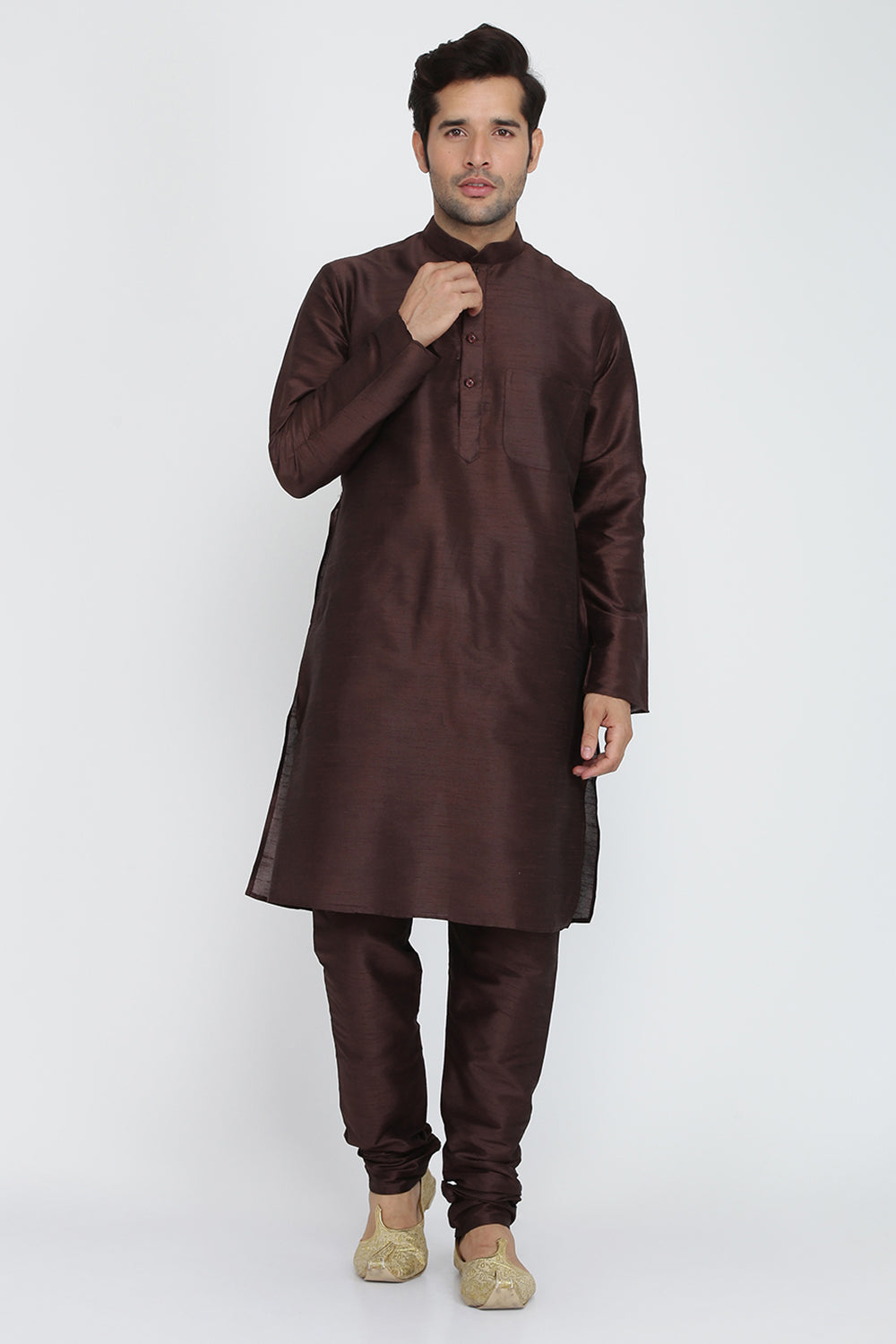 Mens Raw Silk Kurta Pyjama Set