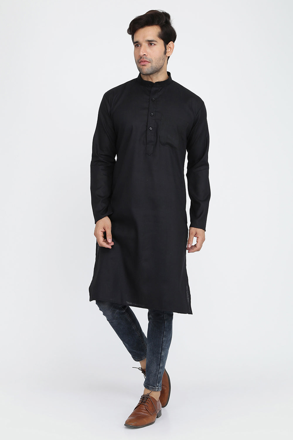 Mens Mandarin Collar Casual Kurta