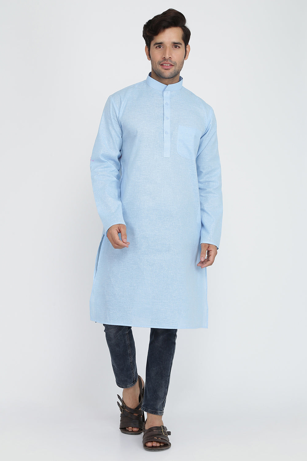 Mens Mandarin Collar Casual Kurta