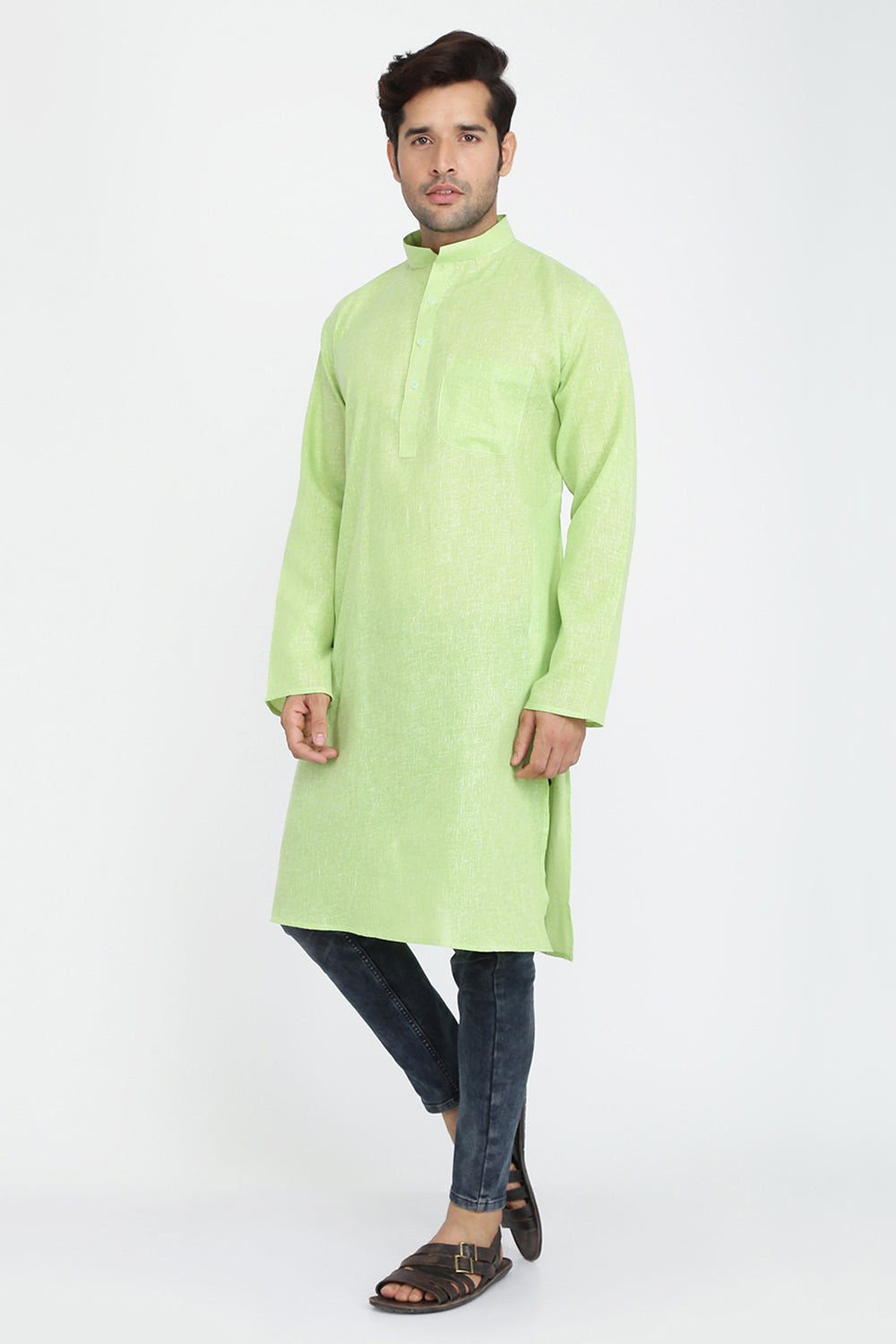 Mens Mandarin Collar Casual Kurta