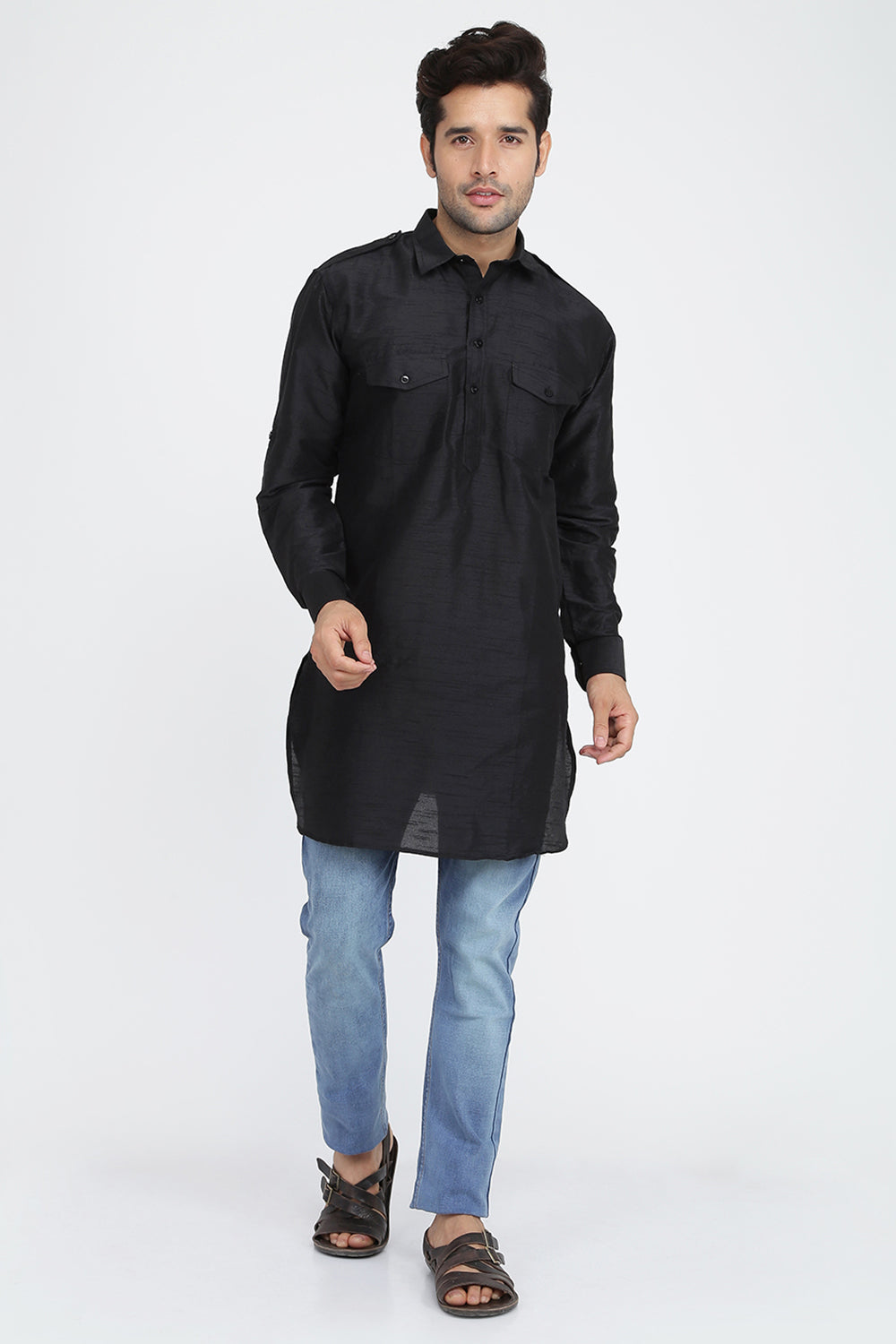 Mens Silk Blend Pathani Kurta