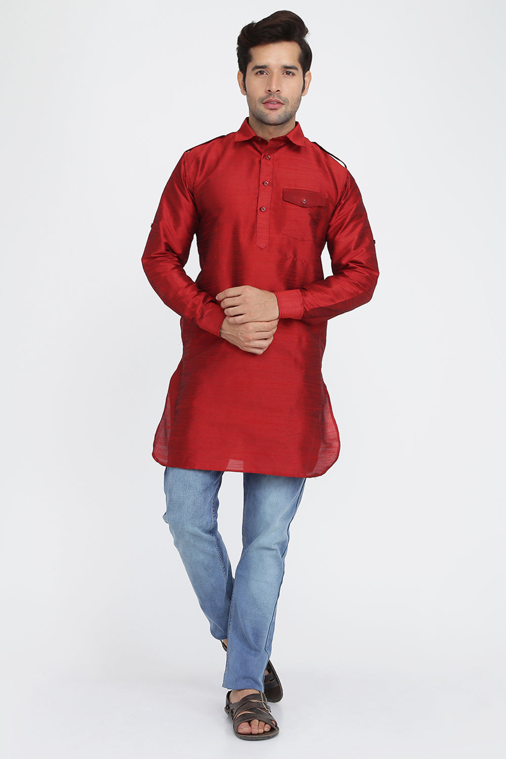 Mens Silk Blend Pathani Kurta